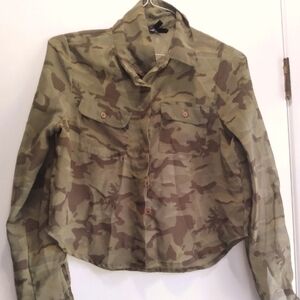 Sheer camo button up blouse